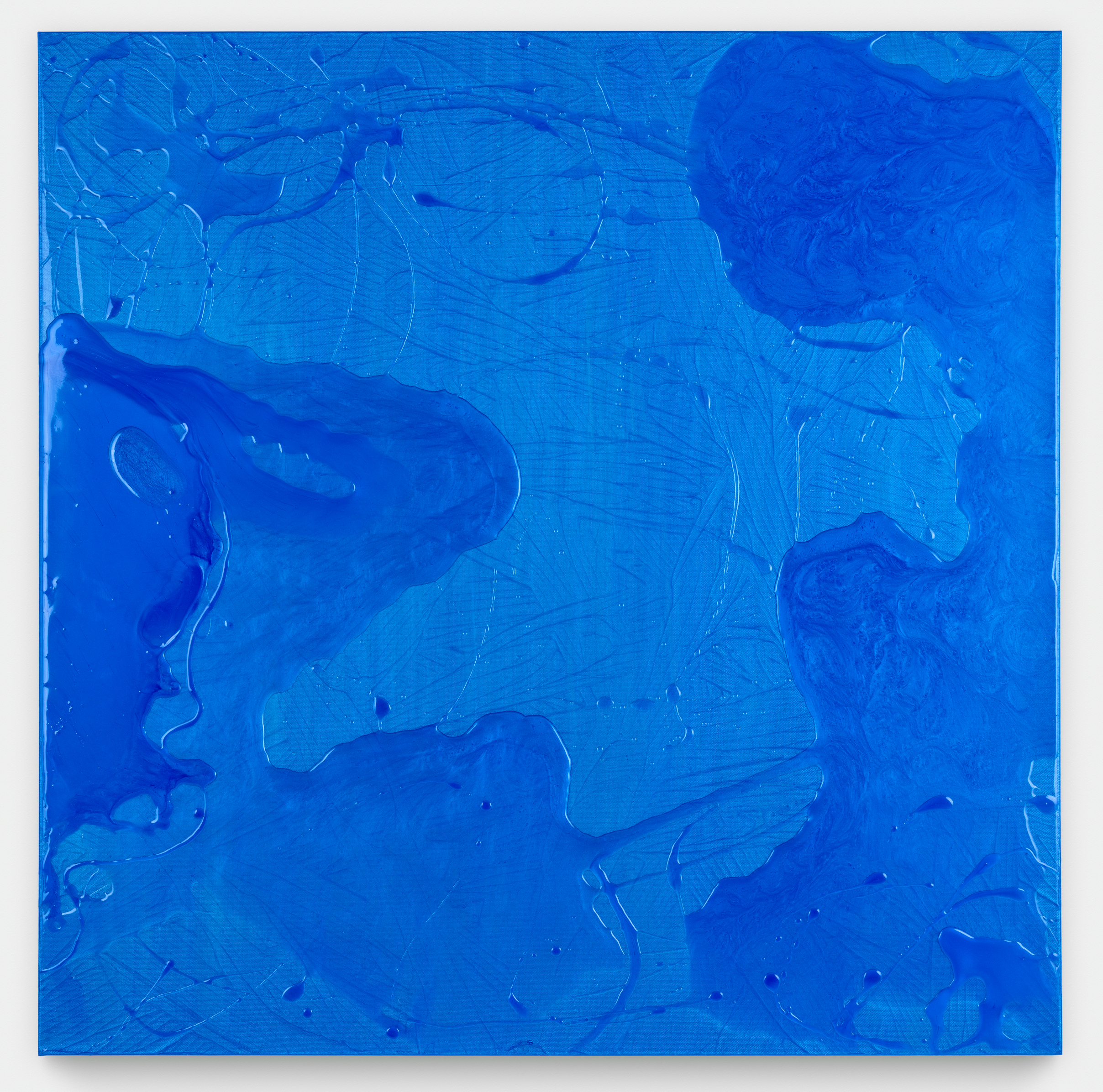 Abstract blue artwork with textured patterns and varying shades.